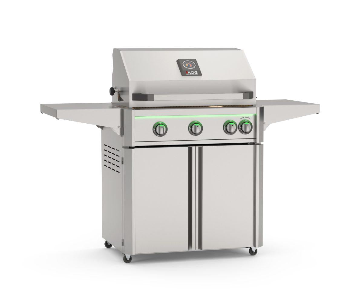AOG 30-inch L-Series grill with optional 30CRT-25 cart base, sold separately