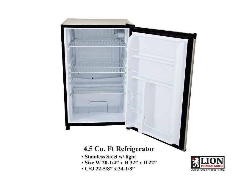 Lion L2002 compact refrigerator for covered outdoor kitchen installation