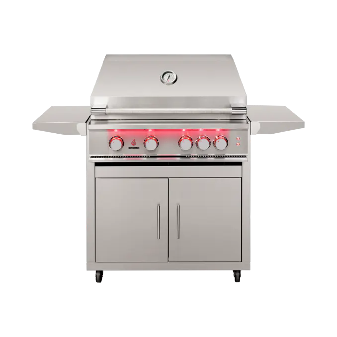 TrueFlame TF32 freestanding grill on deluxe cart front view