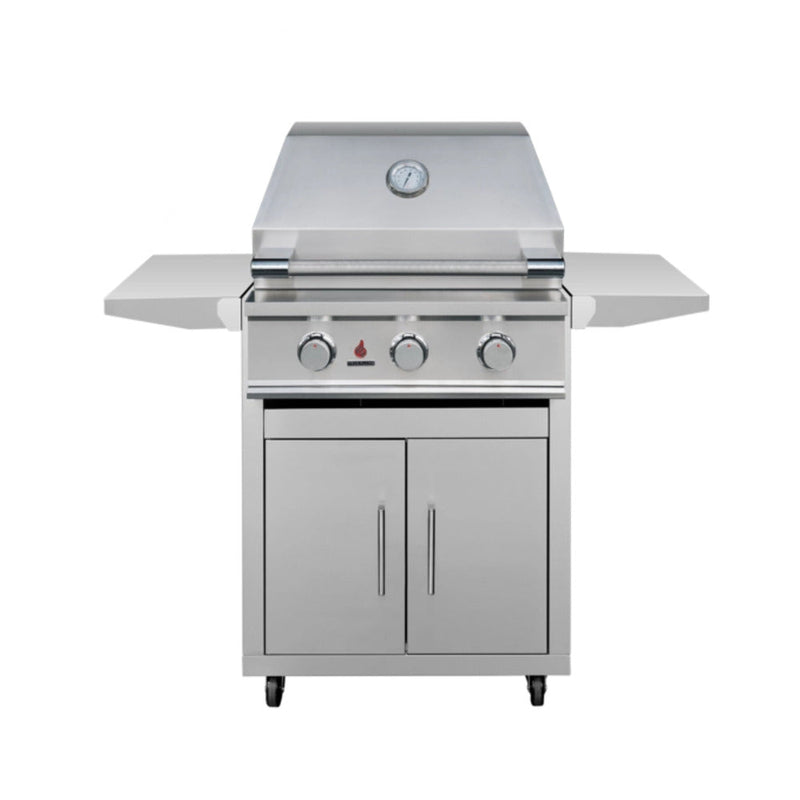 TrueFlame TFE25 freestanding grill on deluxe cart front view