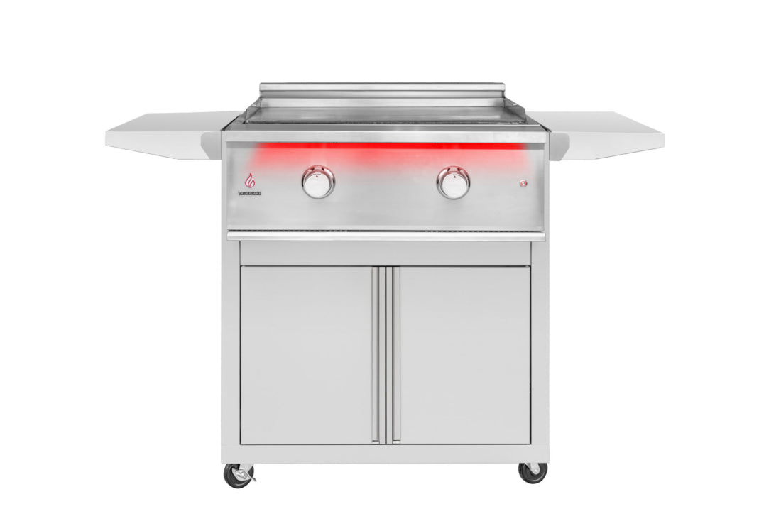 TrueFlame TFG30 freestanding griddle on stainless steel cart