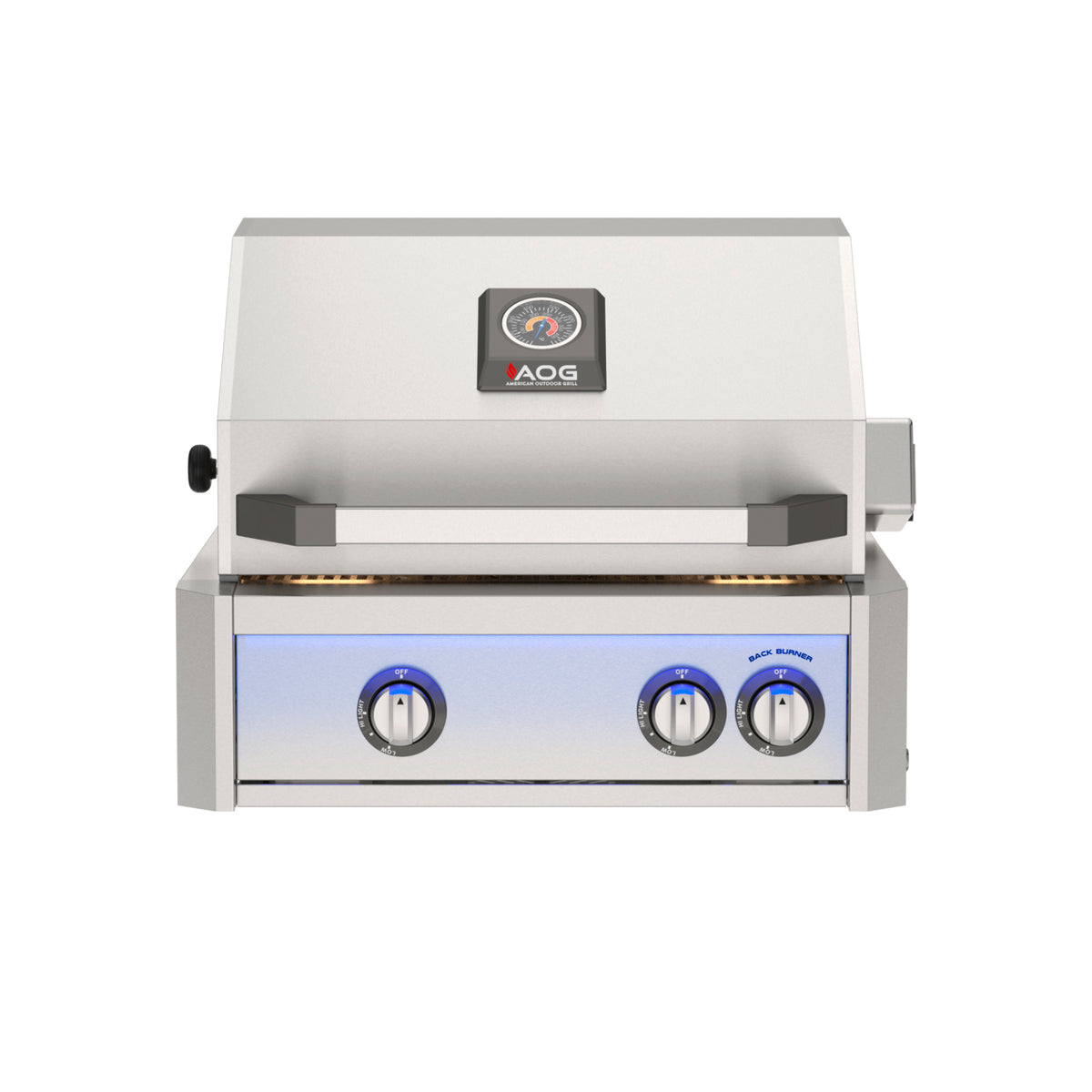 AOG24LN 24-inch L-Series built-in grill closed hood front view