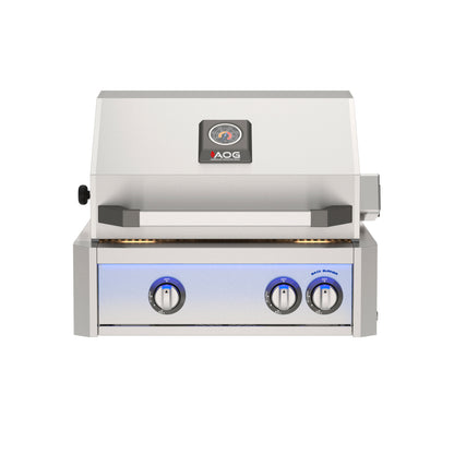 AOG24LN 24-inch L-Series built-in grill closed hood front view