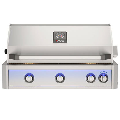 AOG36LN 36-inch L-Series built-in grill closed hood front view