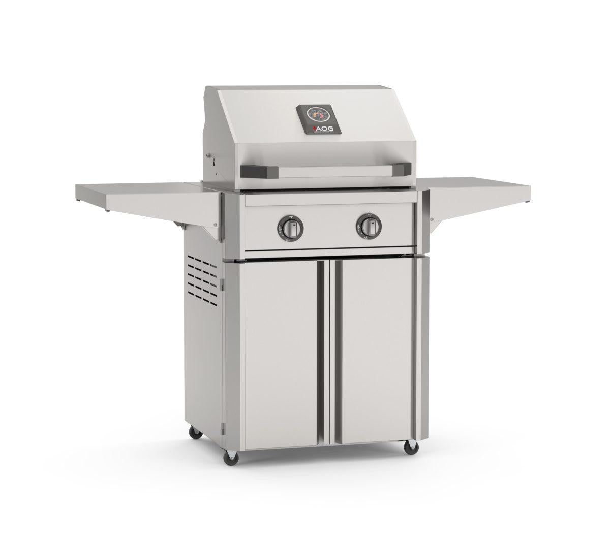 AOG 24-inch T-Series grill with optional 24CRT-25 cart base, sold separately