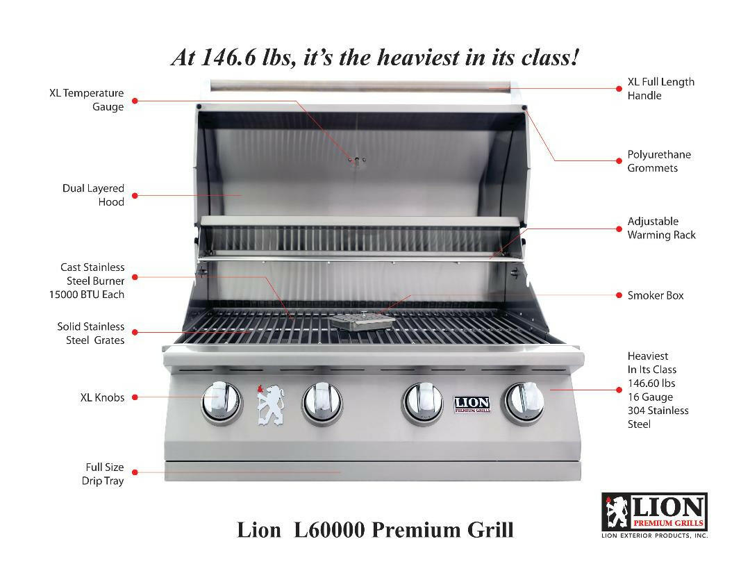 Lion 32 Inch 4 Burner Gas Grill - L60000 - Natural Gas - Texas Outdoor Patio Center