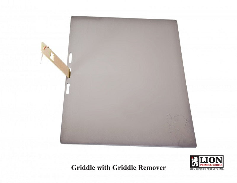 Custom Lion Premium Premium griddle is used in place of the grill grates inside of the grill to cook on. 