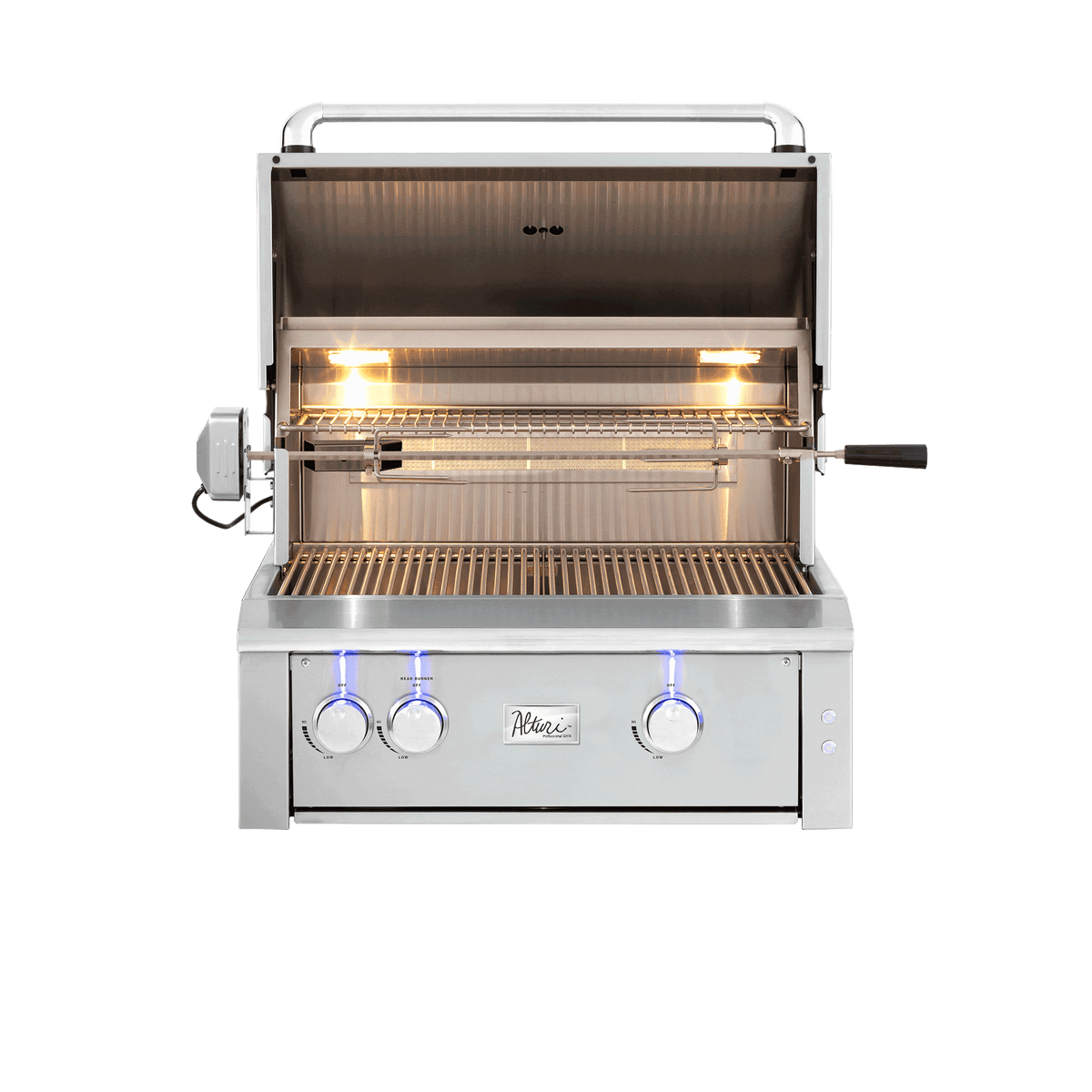 American Made Grills Alturi 30 inch built-in gas grill hood open