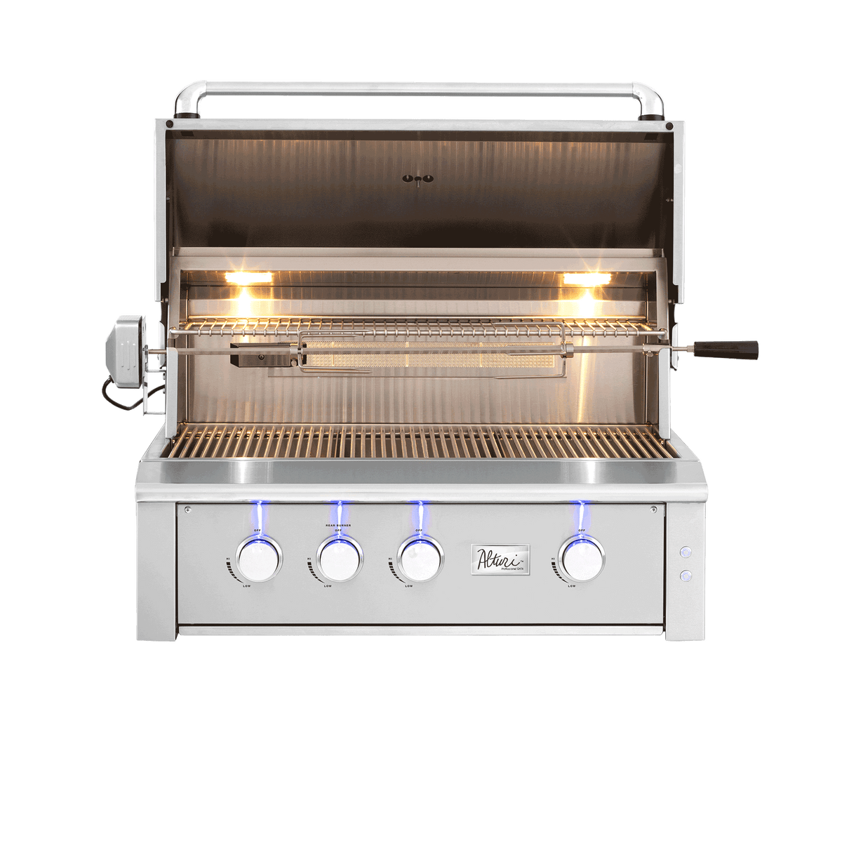 American Made Grills Alturi 36 inch built-in gas grill hood open