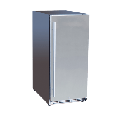 AMD 15-inch outdoor rated refrigerator with solid stainless steel door