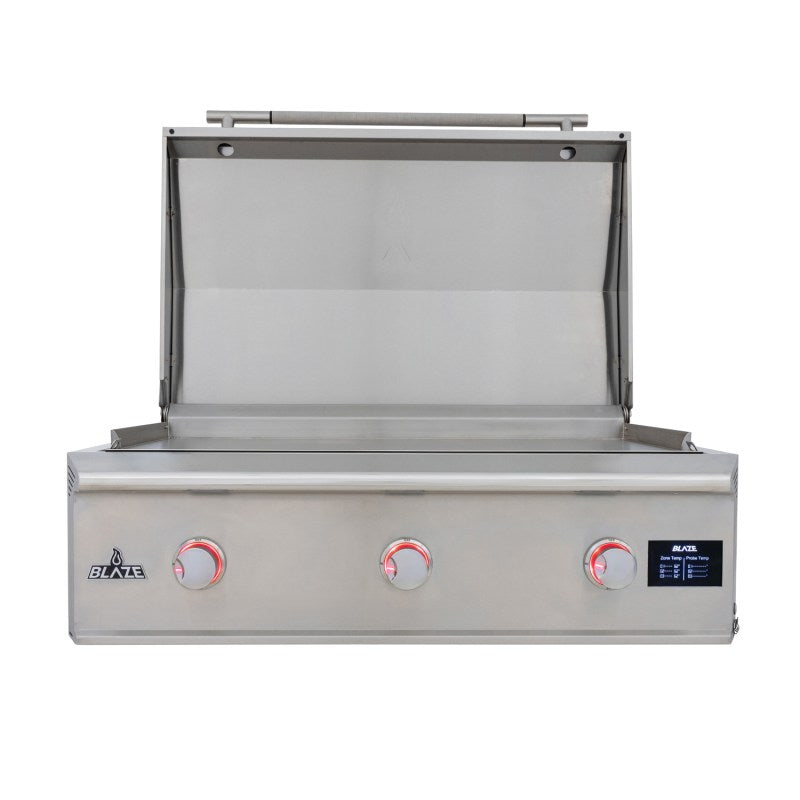 Blaze LTE PRO 40 inch gas griddle with lid open