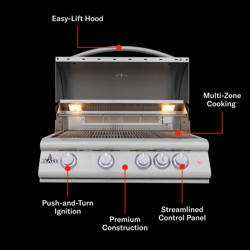 Blaze Premium LTE+ 32 inch grill on cart feature view