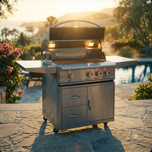 Blaze Professional LUX 34 inch grill on cart full view
