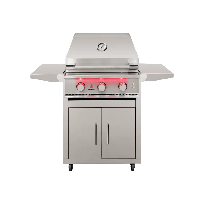 TrueFlame TF25 freestanding grill on deluxe cart front view