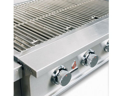 TrueFlame TFE Series round stainless cooking grates and control panel detail