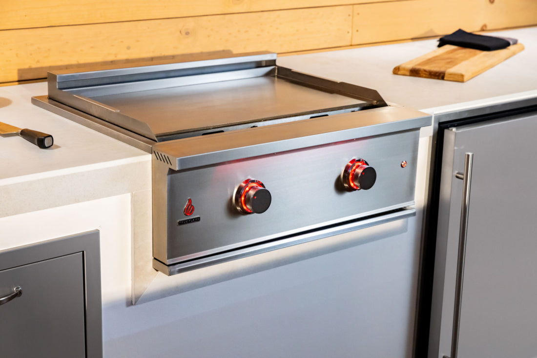 TrueFlame TFG30 built-in griddle flat top and illuminated controls